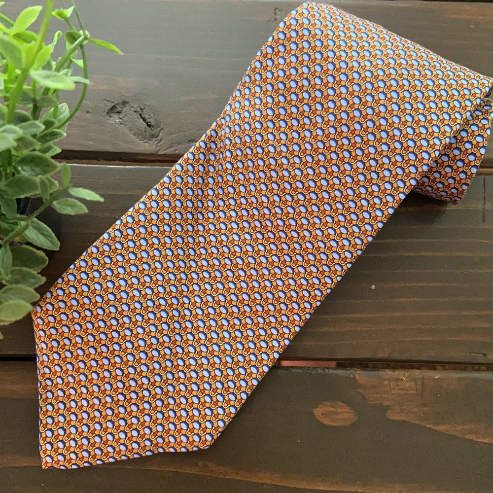 Brooks Brothers Silk Men’s Dress Tie Orange Blue
